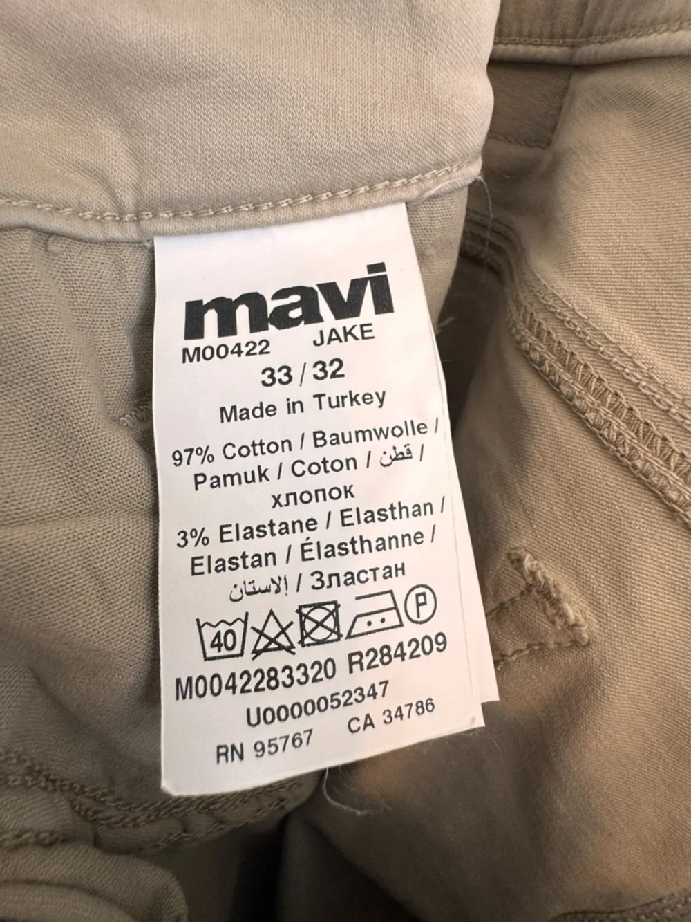 Mavi Khaki jeans Jake Slim Leg 33/32